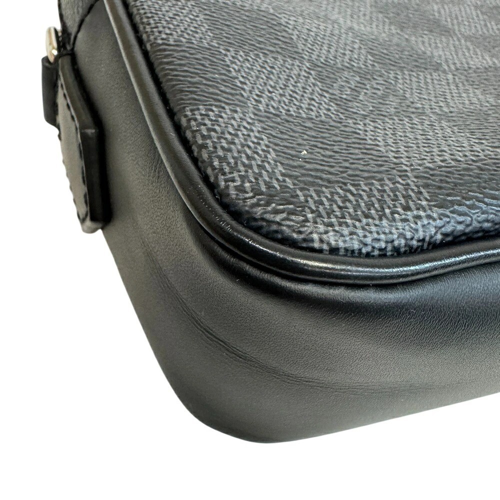 Louis Vuitton Pochette Kasai N41664 Damier Graphite Canvas Clutch Bag Black Gray