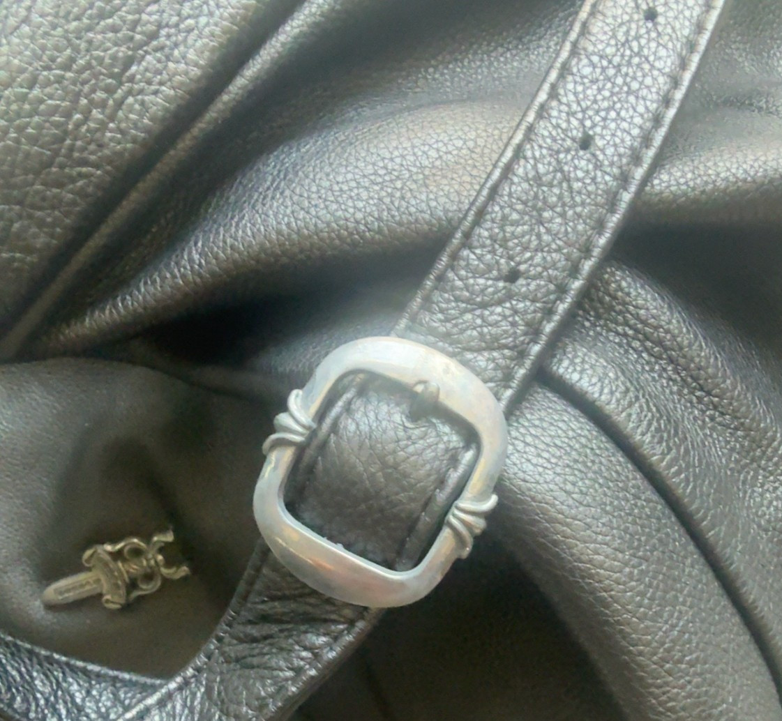 Chrome Hearts Black Leather Messenger Crossbody Bag Sterling Silver Dagger Rare