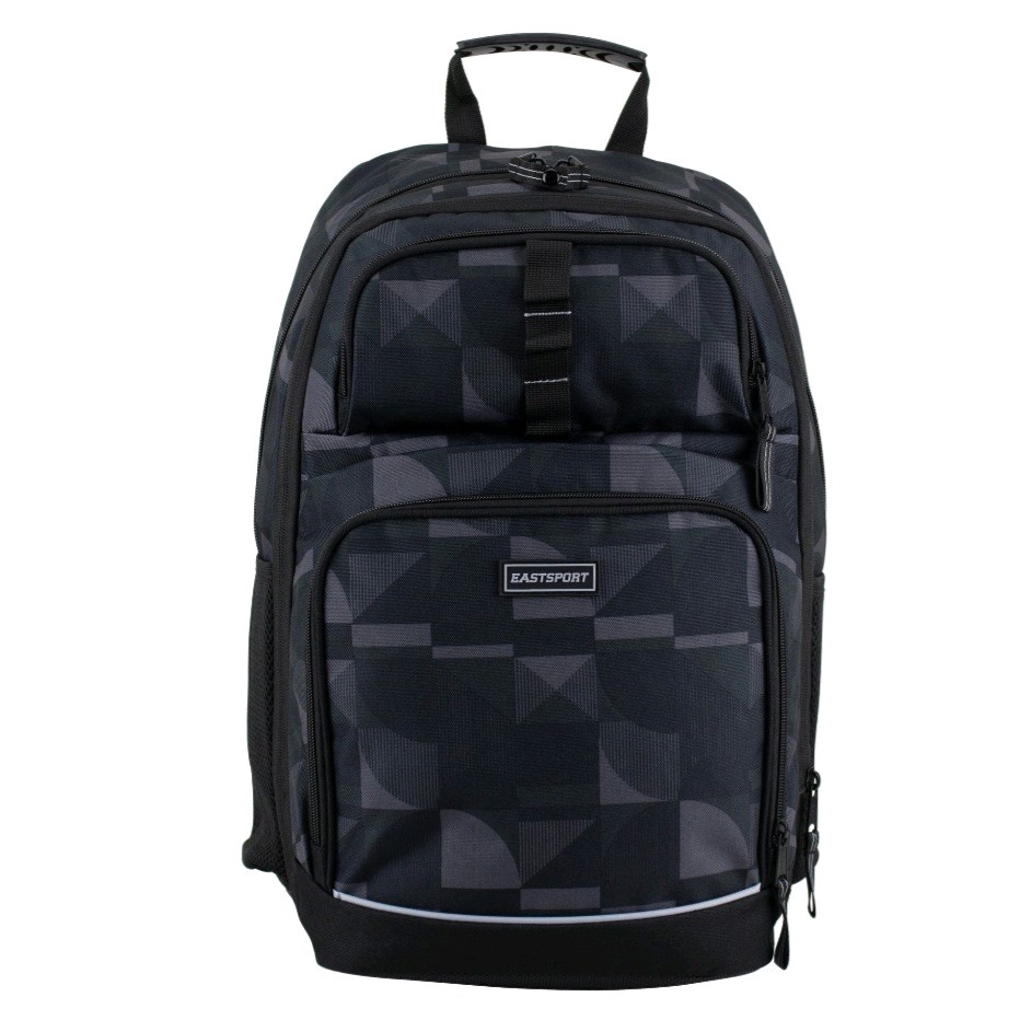 Eastsport Unisex Pro 19″ Backpack Expandable Recycled Studio Geo Black Gray