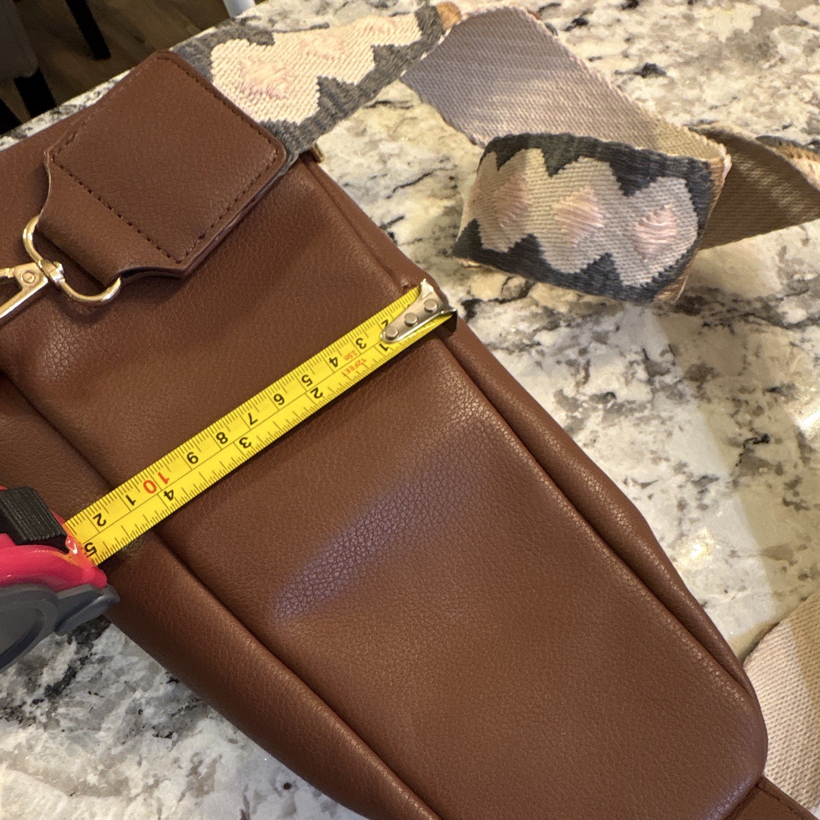 Pink Cove Small Brown Crossbody Sling Bag Zip, Adjustable Strap
