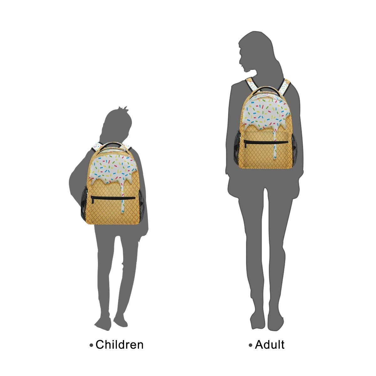 Ice Cream Cone Backpack Bookbags Laptop Boys Girls Teens Water Resistant
