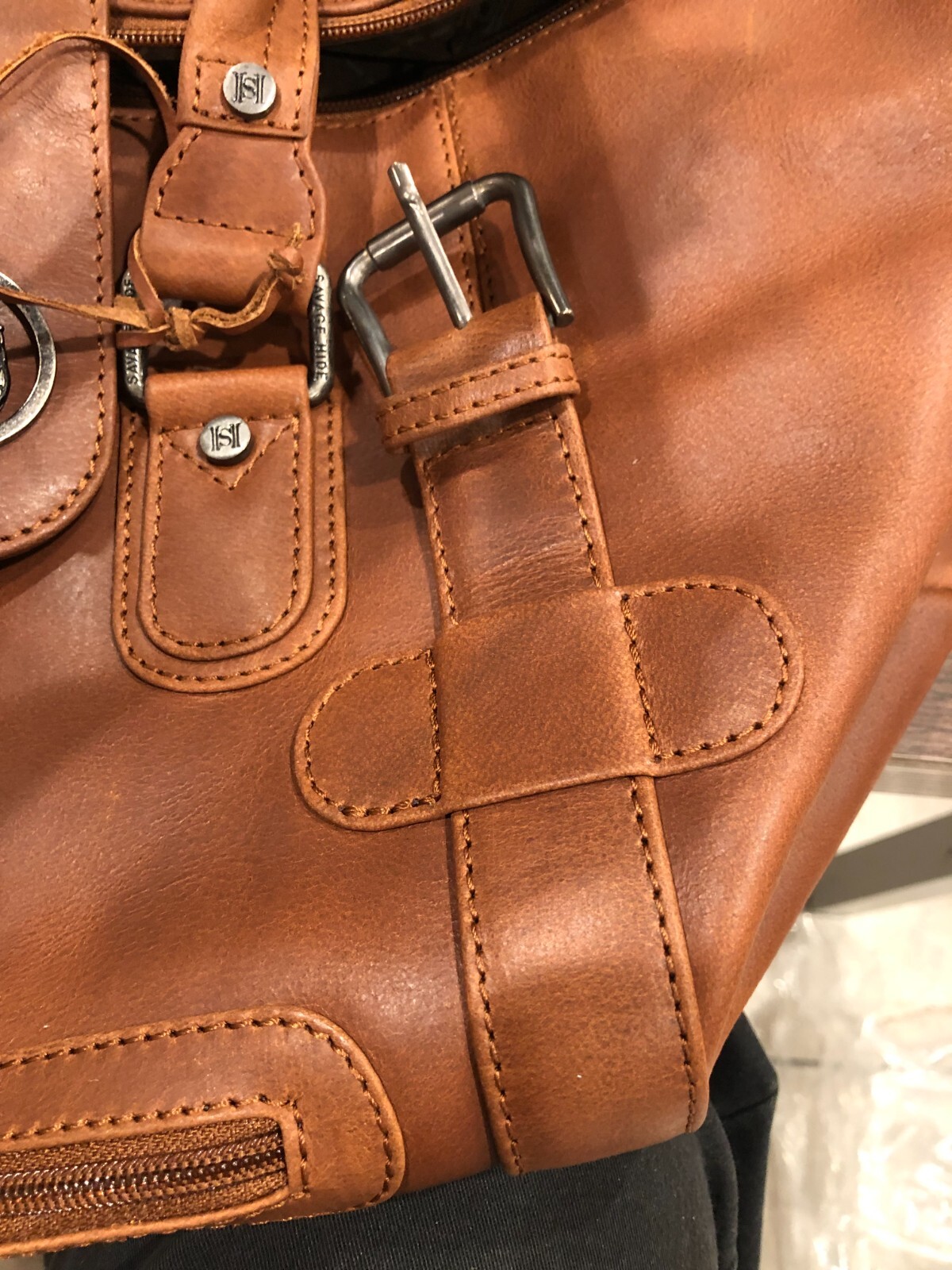 full grain leather duffle bag new cognac color