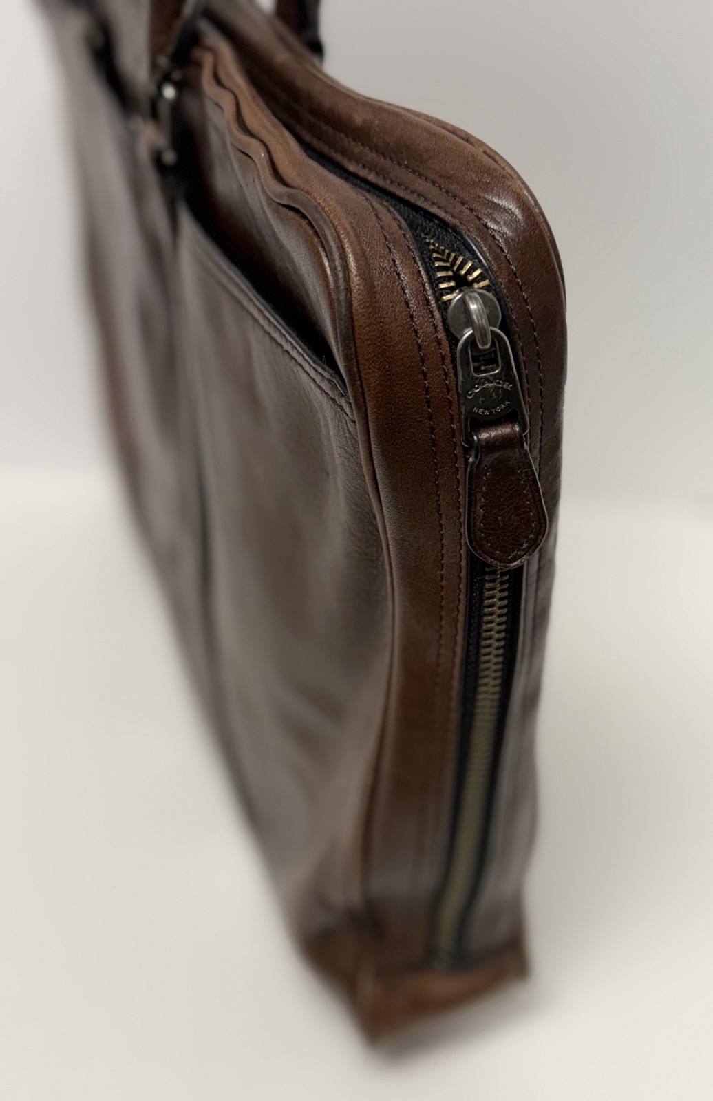 Vintage COACH Metropolitan Briefcase Bag Brown Leather LOVED READ