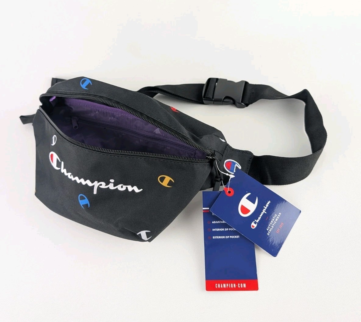Champion Fanny Pack Waist Bag Black Multi Color C Logo All Over Print