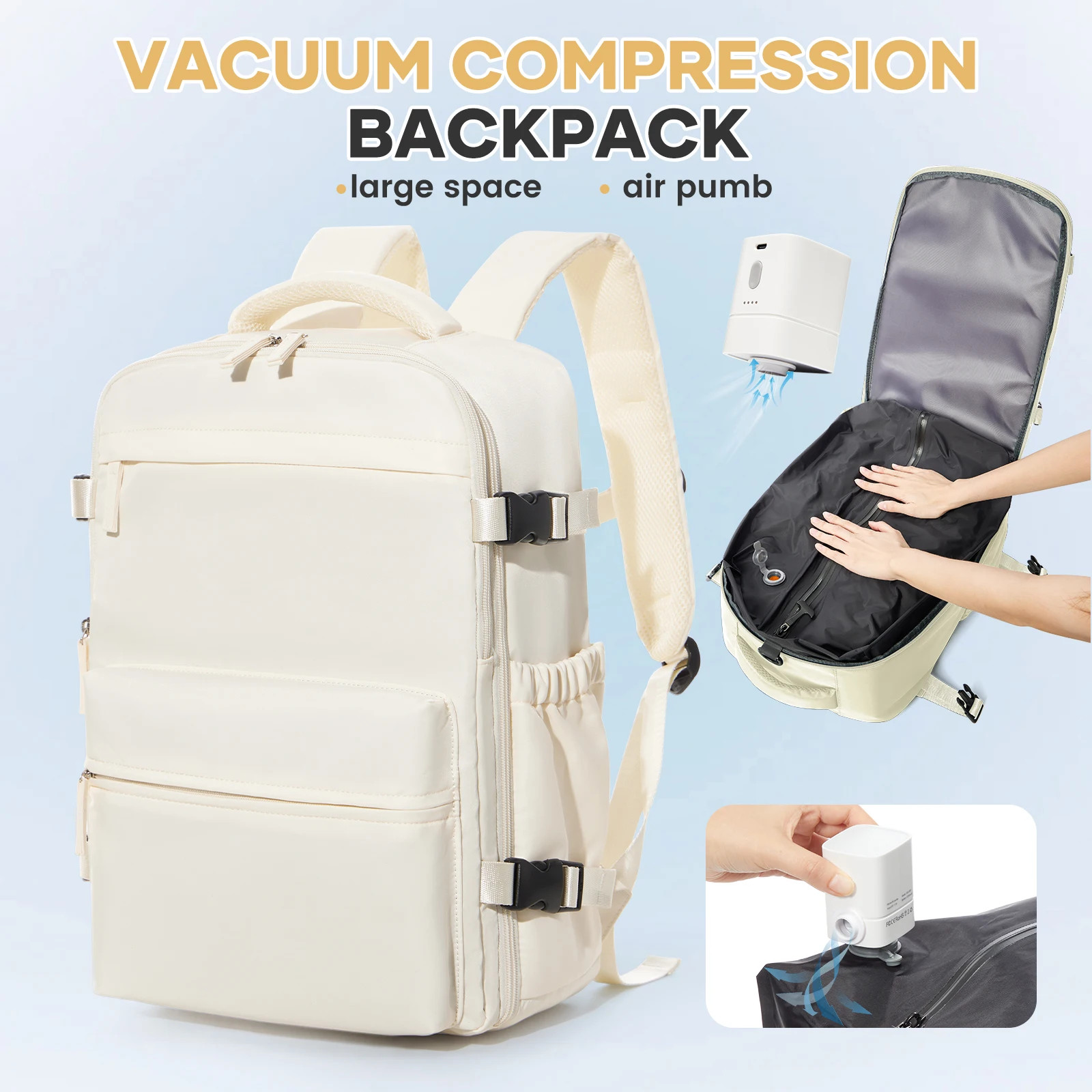 Carry On Travel Backpack Vacuum Compression Cabin Bag Laptop Backpack Unisex