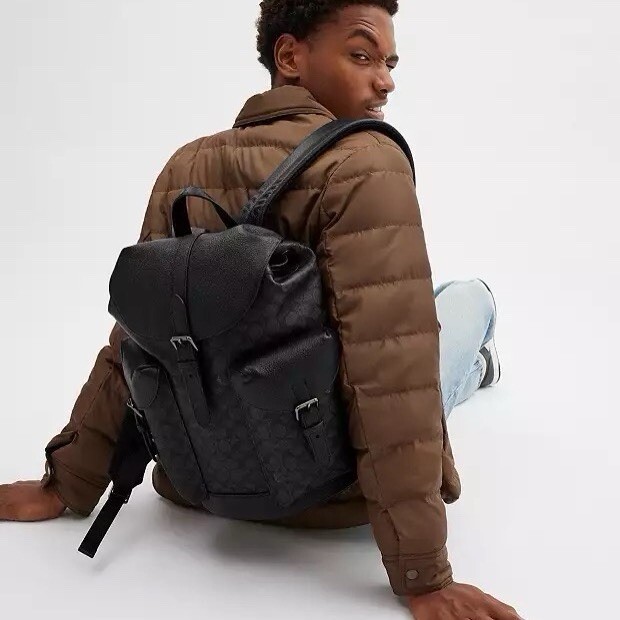 NWT Coach Warner Backpack Signature Canvas Gunmetal/charcoal /black CW211