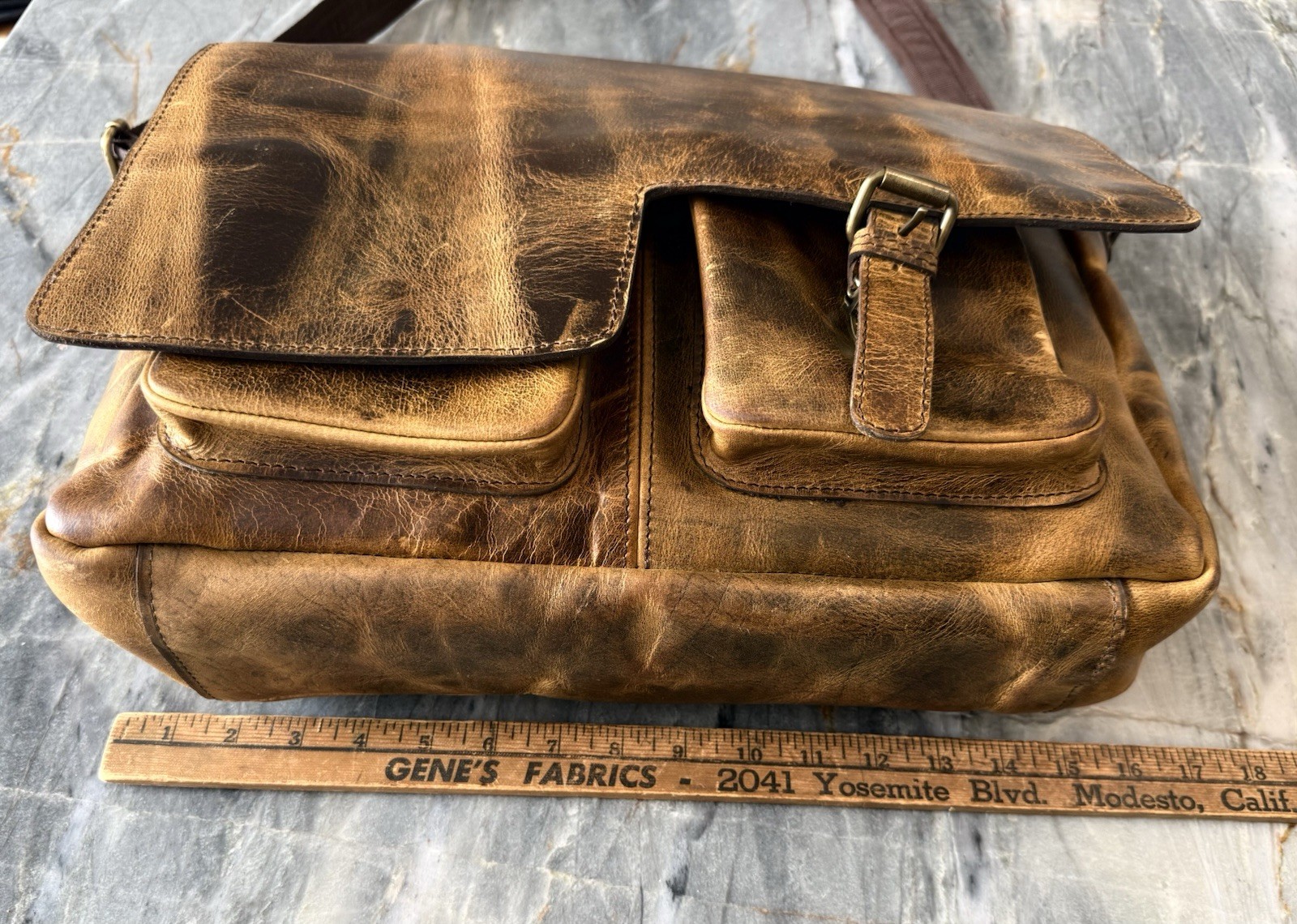 Buffalo Distressed Rustic Leather Large Messenger Bag Laptop Shoulder Bag