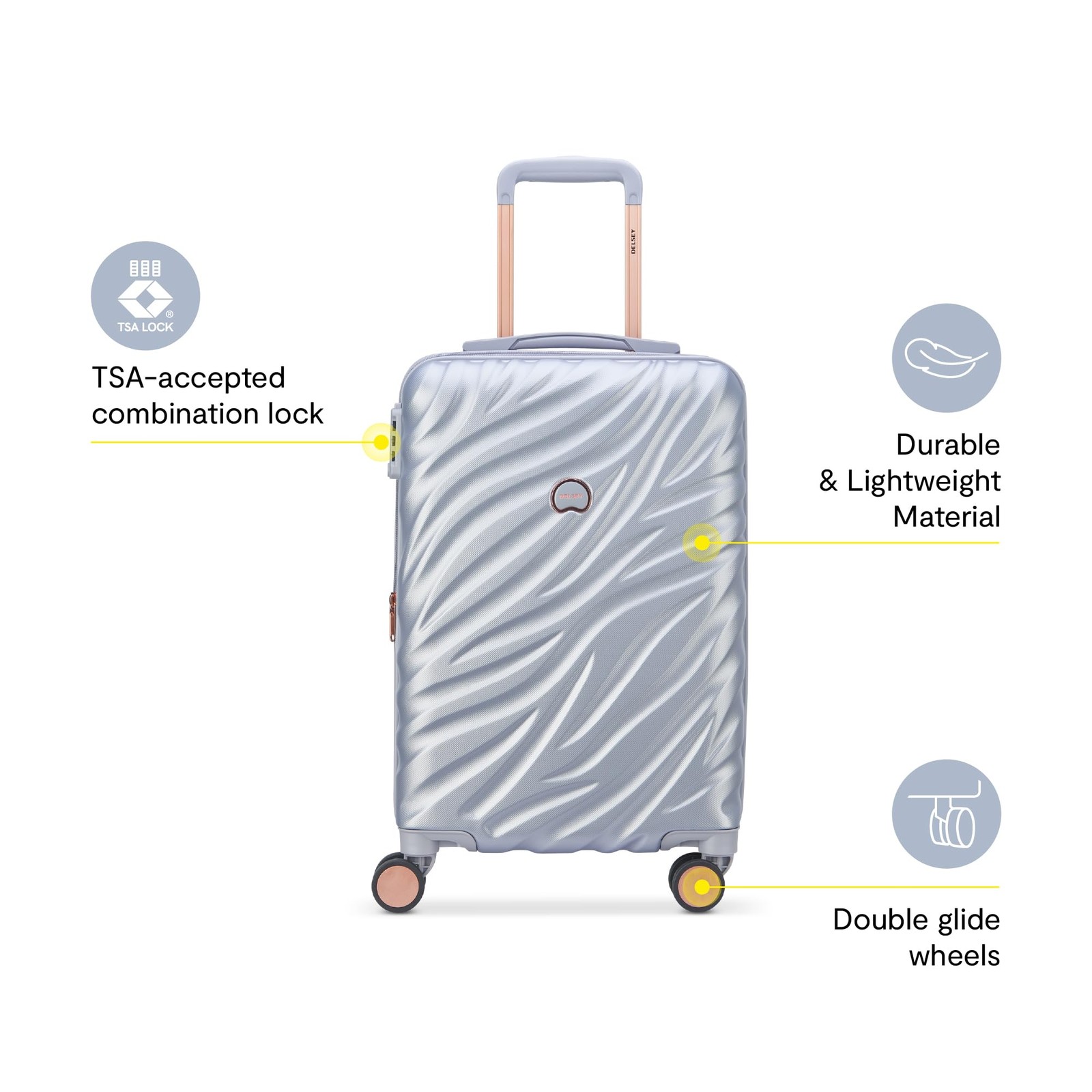 Delsey Alexis Lightweight Luggage, 4-Wheel Spinners Hardshell Suitcase, 21 In U7