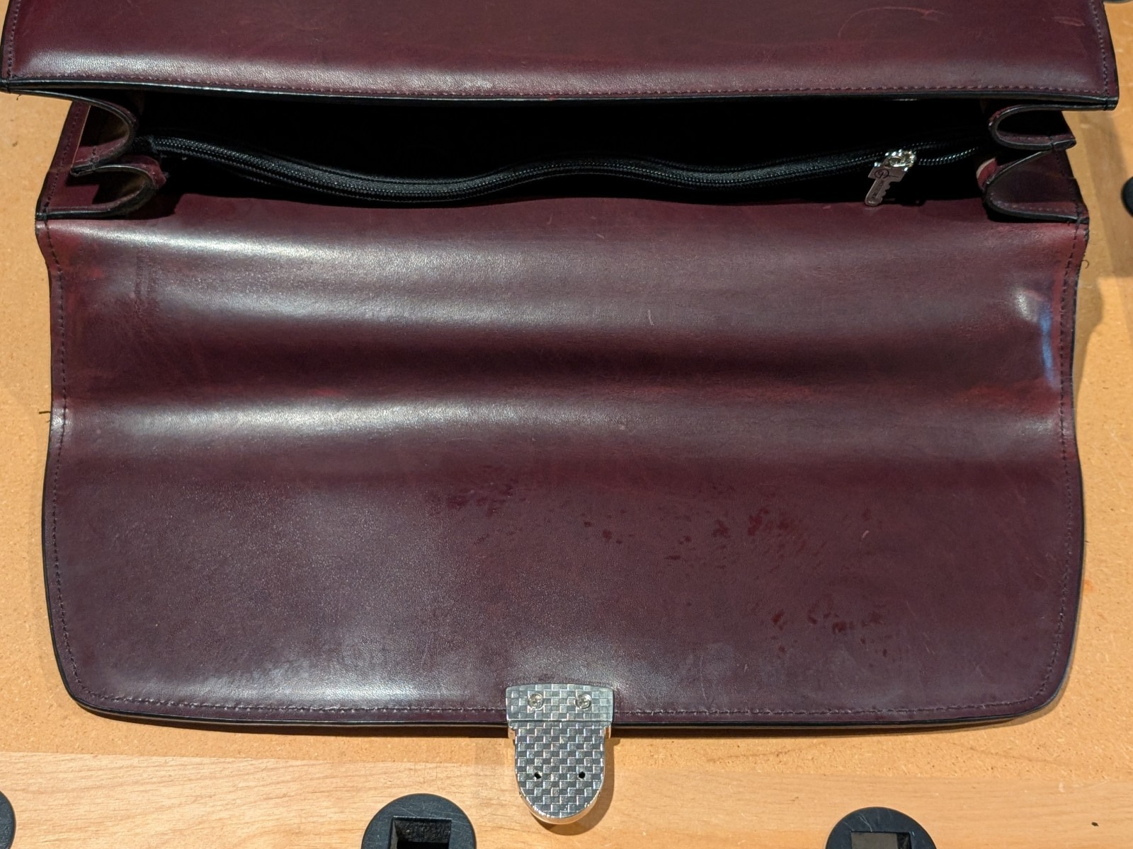 VTG Burgundy Leather Briefcase Jack Georges Originals Lockable w strap & key