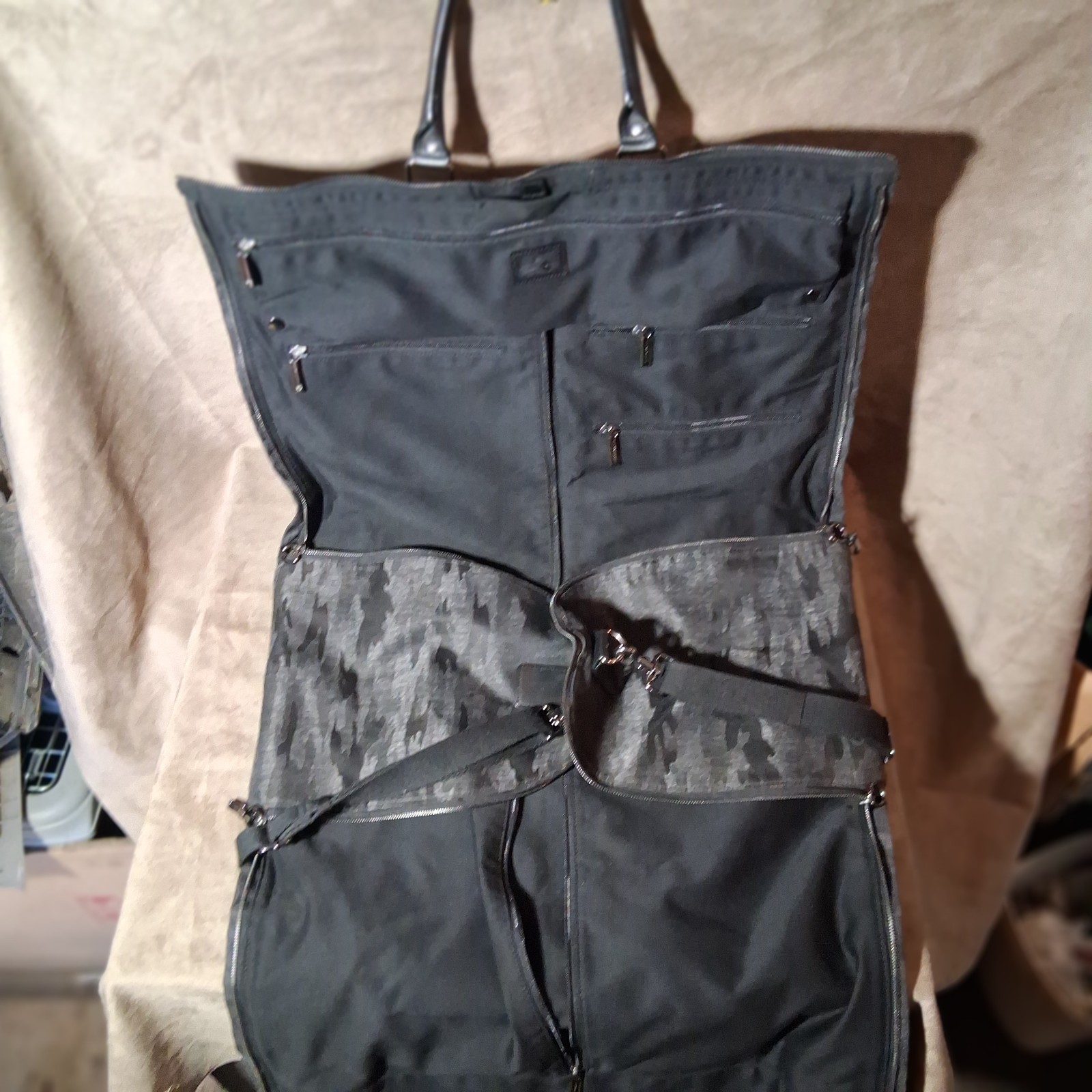 Mint Hook & Albert Canvas Leather 2-in-1 Garment Bag Weekender Duffle 22x13x10