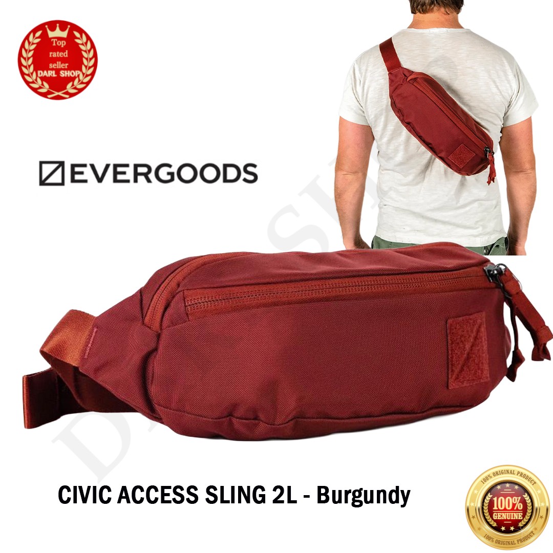 EVERGOODS CIVIC ACCESS SLING 2L Revised Burgundy Sling Bag Ballistic Nylon NEW