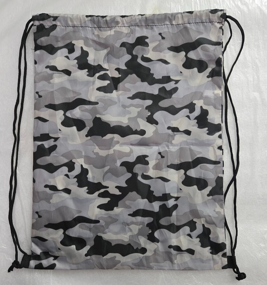 17-Bags Drawstring Bag Backpack Junior High-Quality Size 13.5″ x 18″ Camo Gray