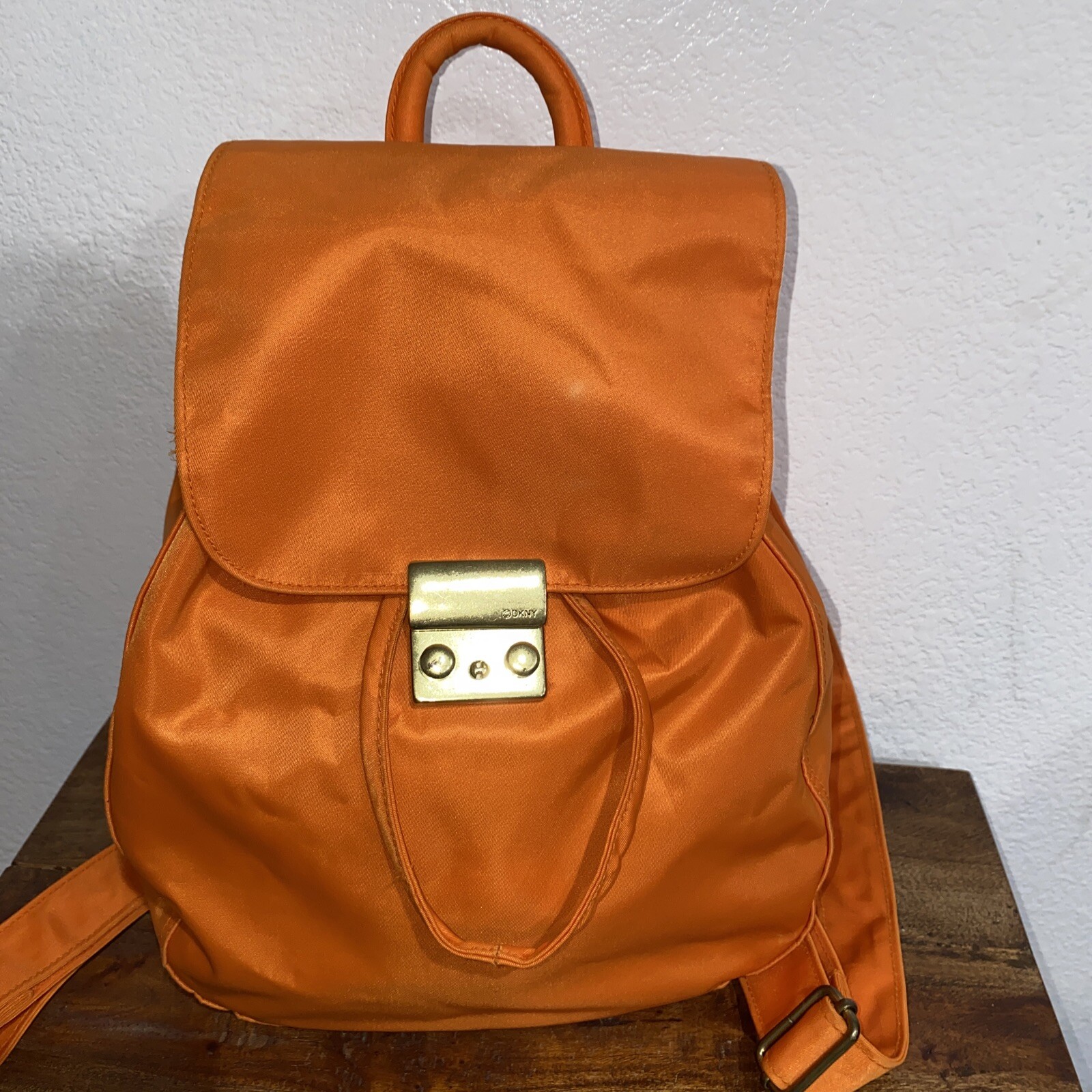 Vintage Y2K DKNY Orange Backpack