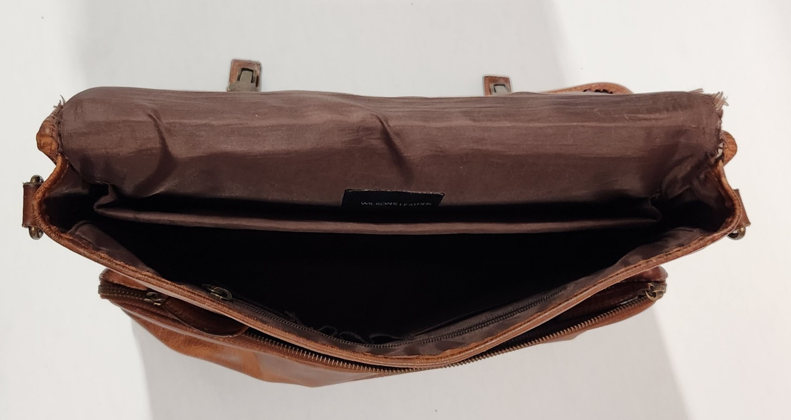 Wilsons Leather Camel Brown Messenger Laptop Computer Bag Briefcase