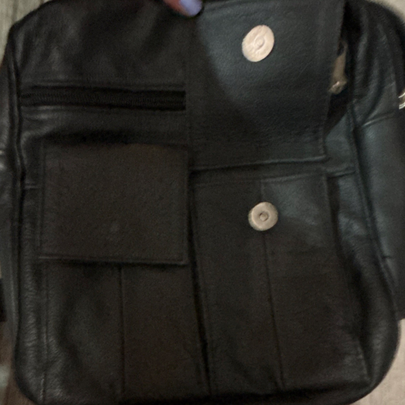 Genuine Leather Men’s Black Crossbody Bag Adjustable Strap Lined Pockets