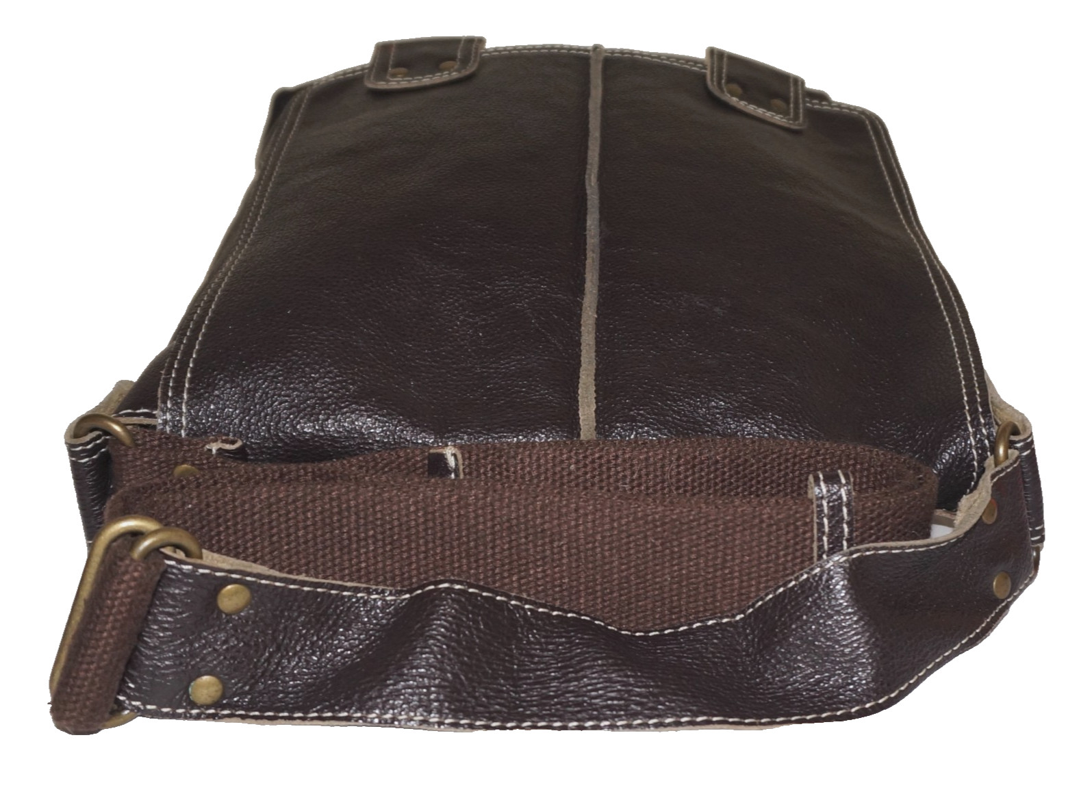 Vintage WILSONS LEATHER Dark Brown Leather Crossbody Bag 15×11 *WEAR