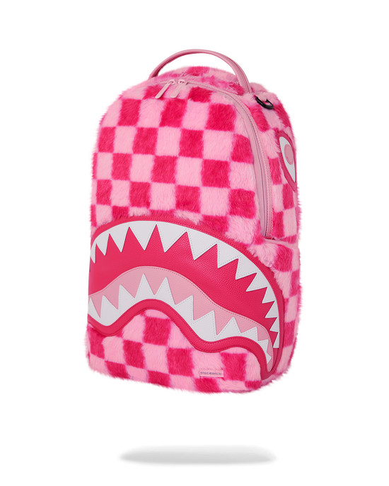 Sprayground Furzilla Shark Pink Check Backpack BRAND NEW