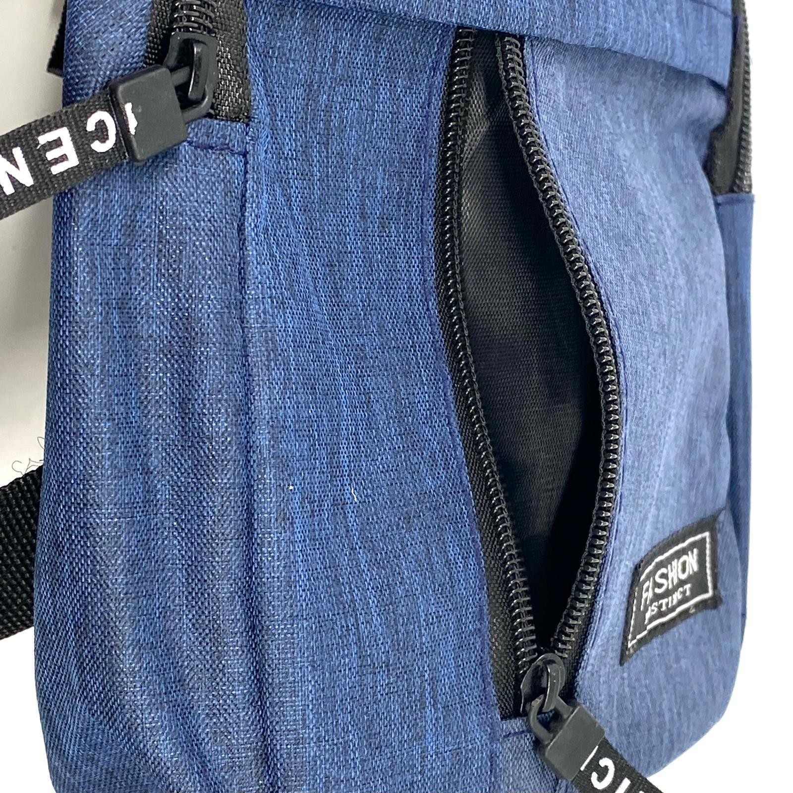 Fashion District Blue Sling Bag Men’s Adjustable Strap Crossbody Travel Backpack