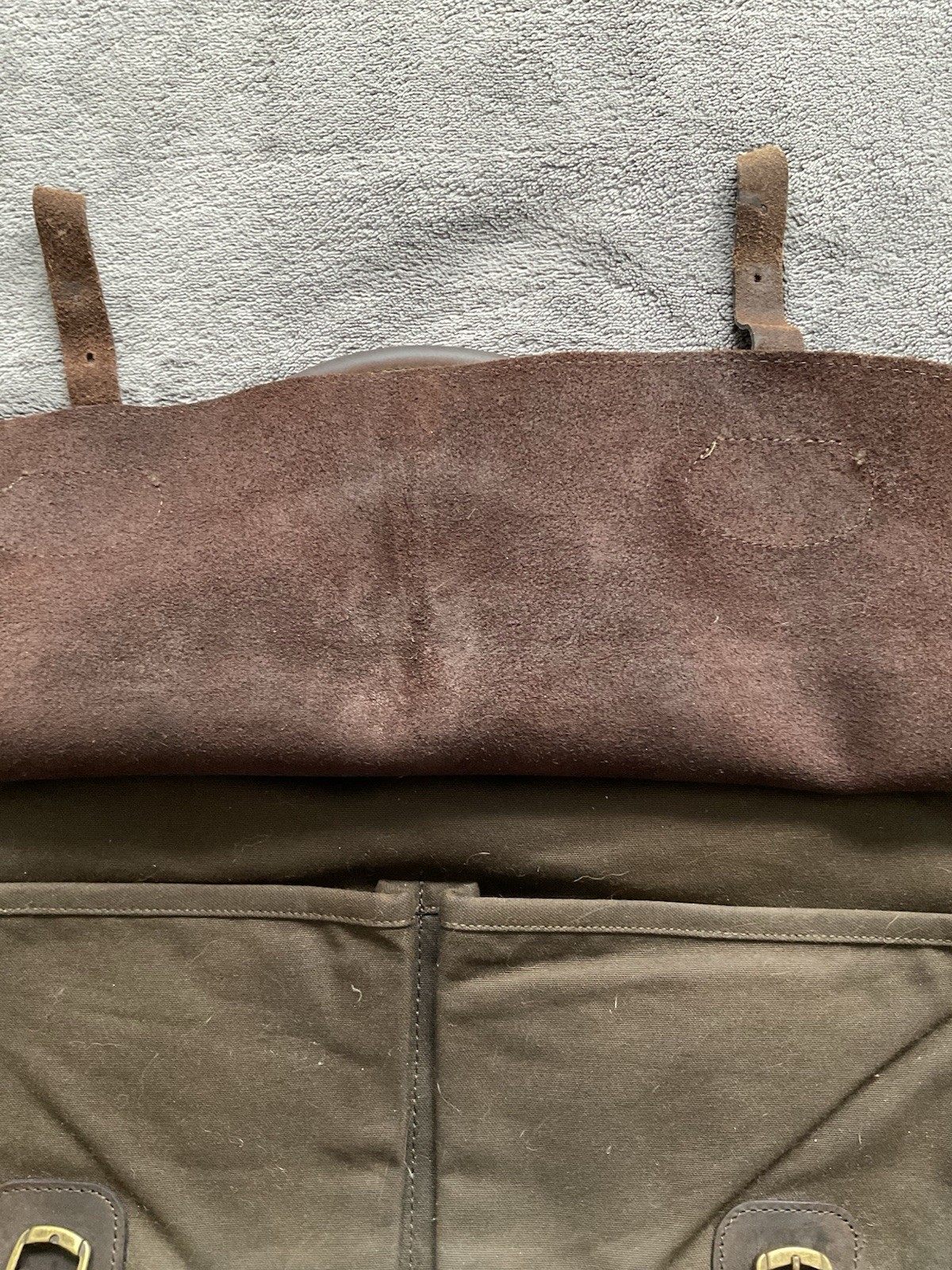 Barbour Waxed Cotton & Leather Briefcase Bag Olive Green( No Strap)
