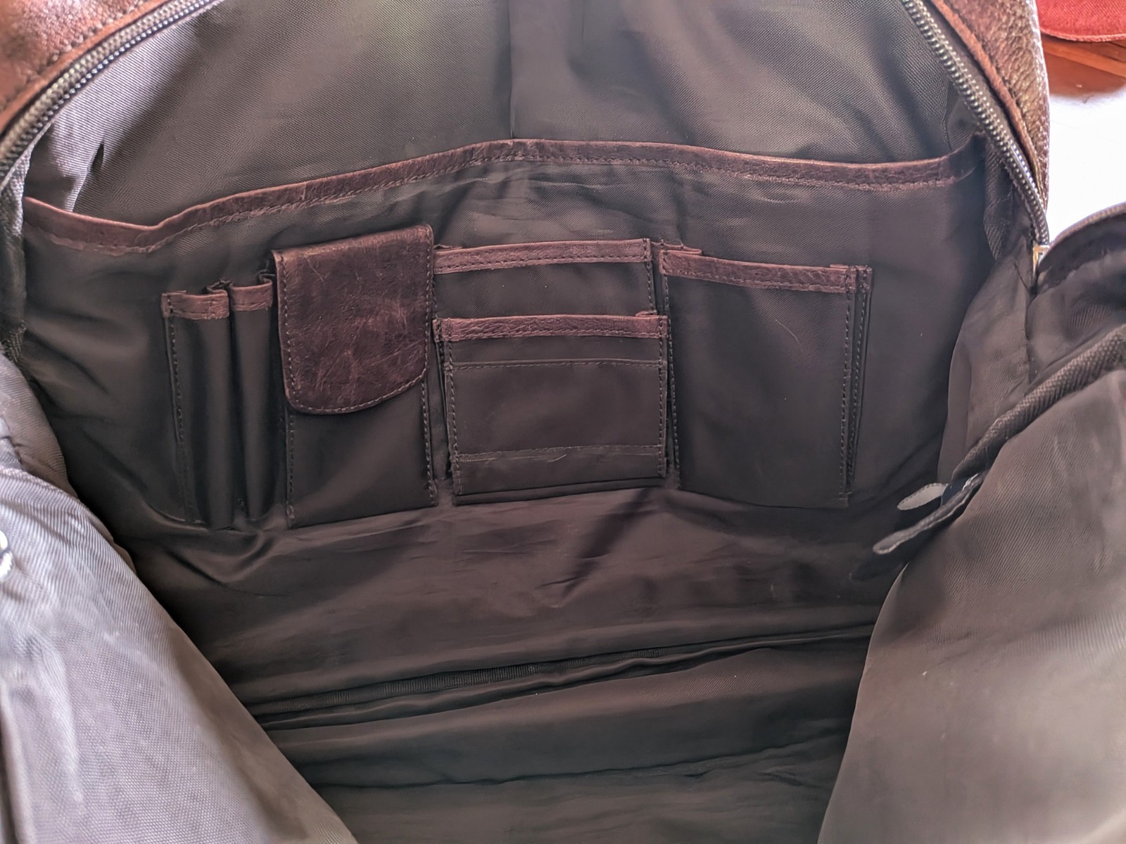 POLO RALPH LAUREN Tan & Brown Leather Messenger Bag Crossbody Shoulder Bag