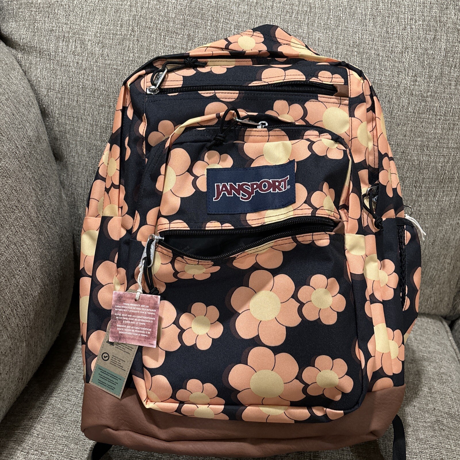 JanSport Cool Student Backpack FLOWER FRENZY 34 L x 17 x 12 x 8 In NWT
