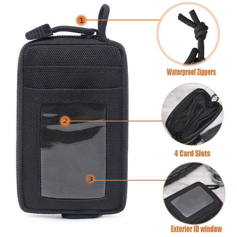 Tactical EDC Pouch Card Key Wallet Bag Zipper Coin Purse Military Mini Waist Bag