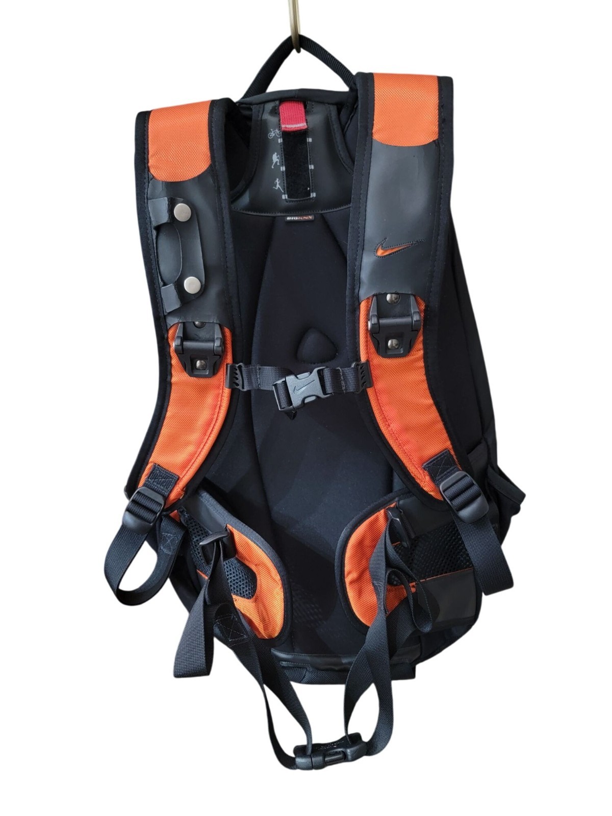VTG Nike Acg Backpack Bioknx Black & Orange 100% Nylon Adjustable Straps