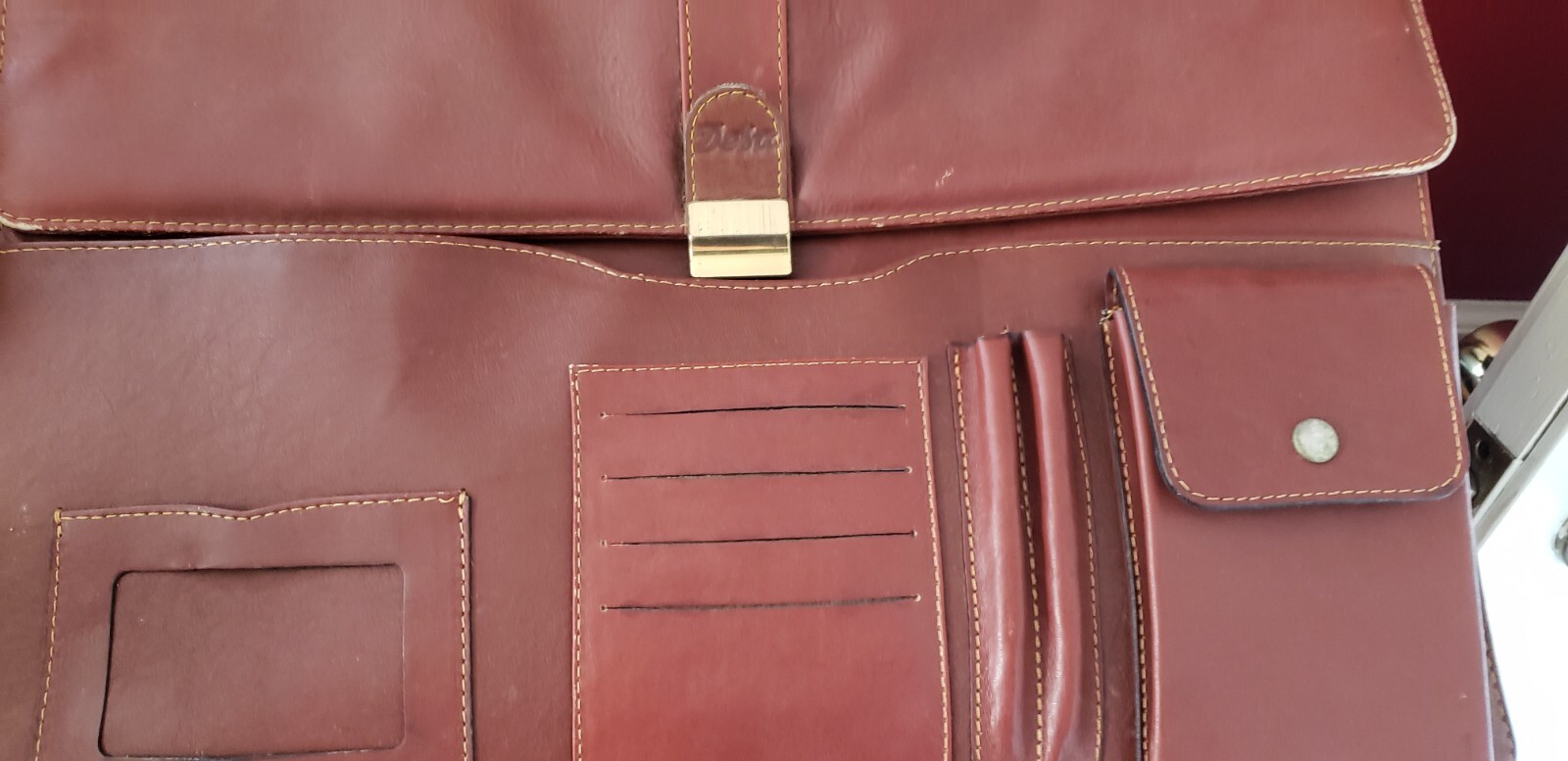 VINTAGE 1990s GENUINE REAL BROWN LEATHER DESA PROFESSIONAL BUSINESS BRIEFCASE