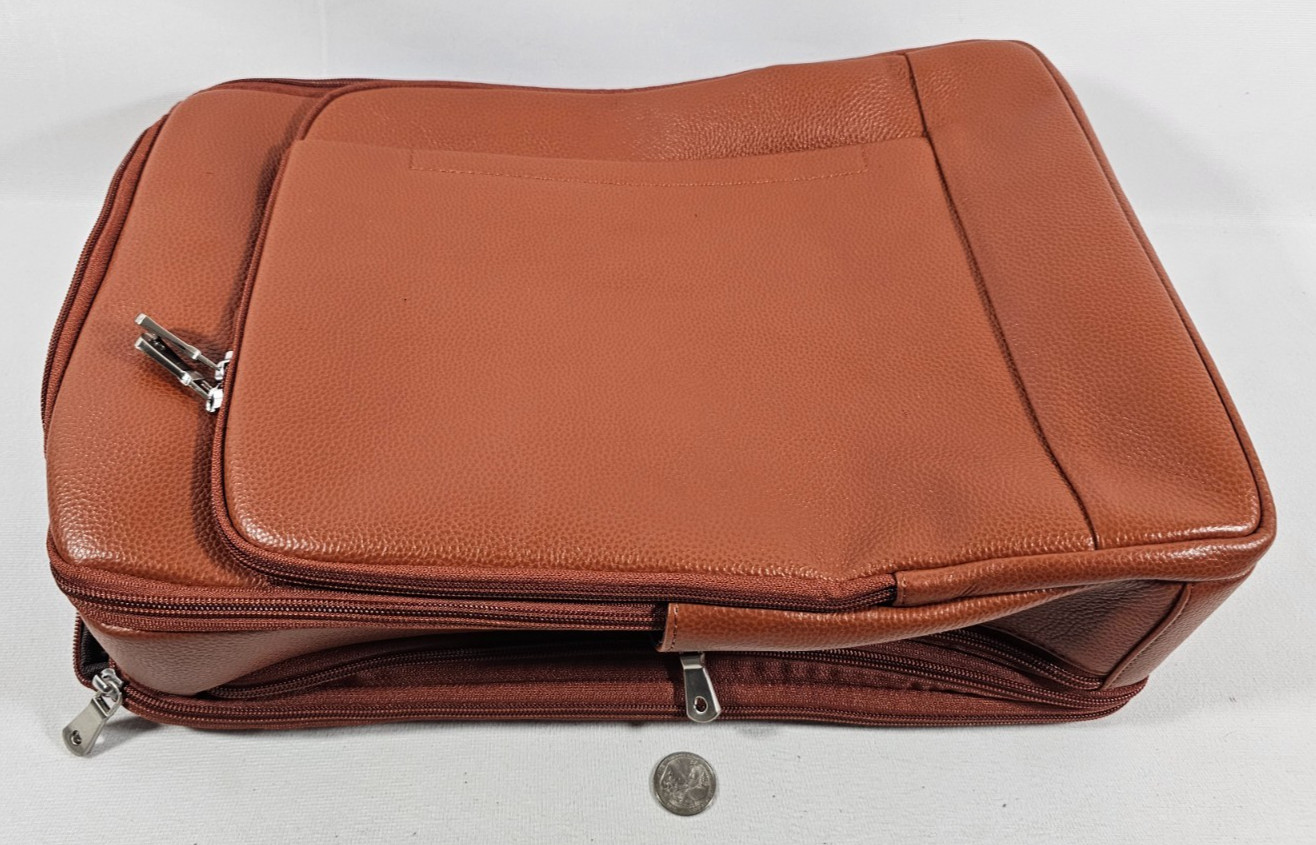 Leather Backpack 15.6″ Laptop Sleeve for Men Women TSA Friendly Travel Brown
