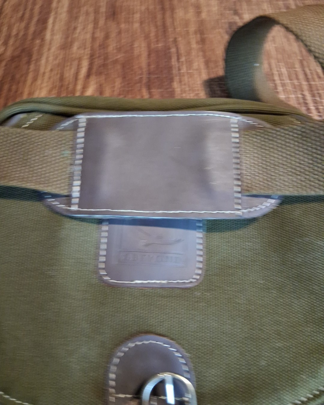 &BEYOND Bag Notebook Leather Cotton Canvas Green Brown Leather Strap Travel