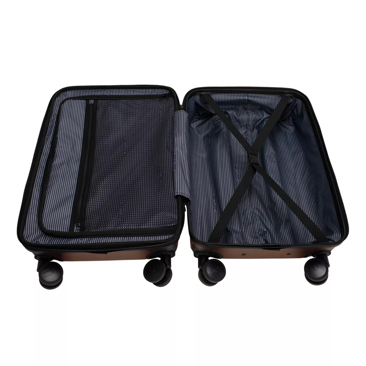 Skyline Hardside Large Checked Suitcase Hardshell 8-Wheel Spinner Luggage, Brown