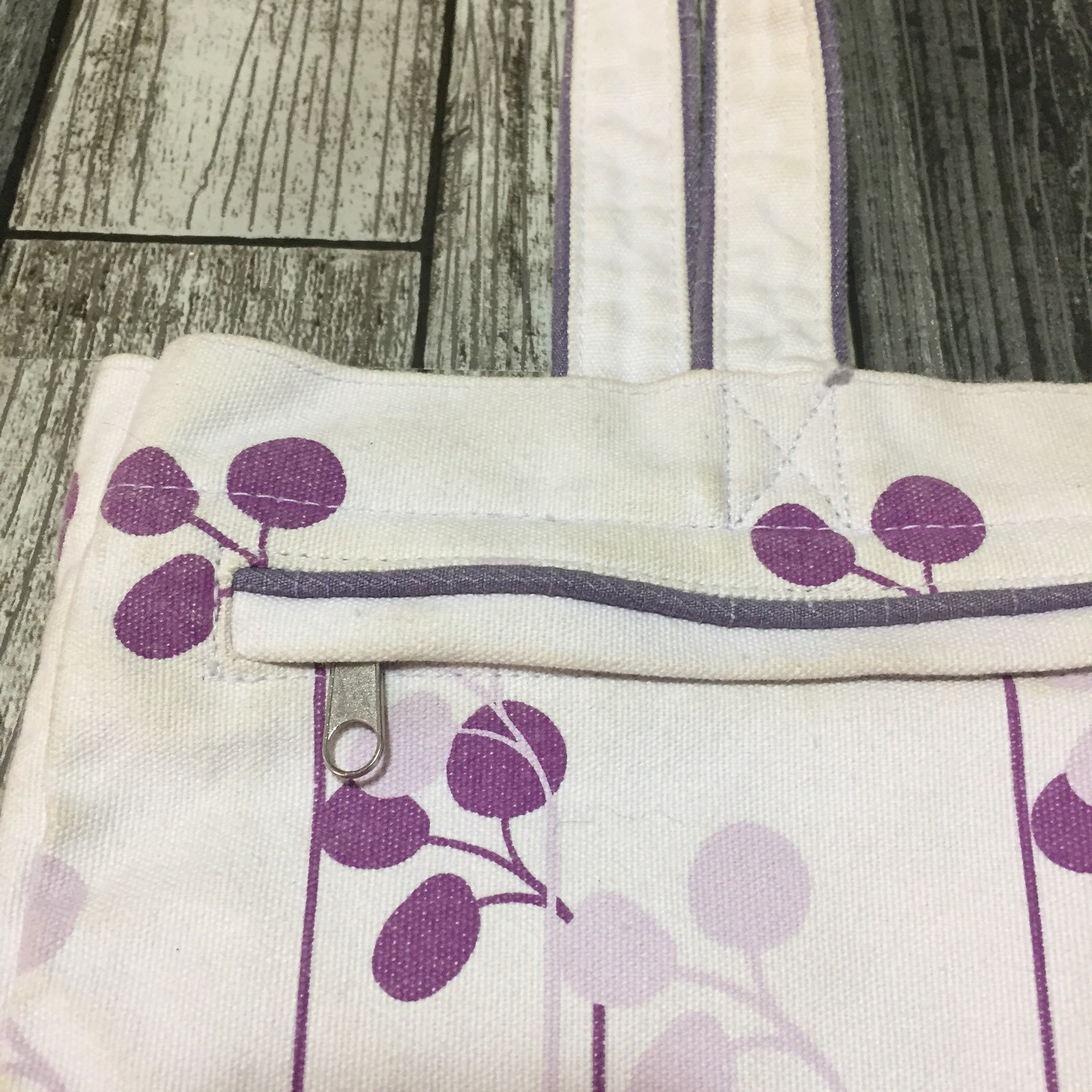 Mixx Tote Bag Canvas Shopper Floral White & Lavender (Read Details)