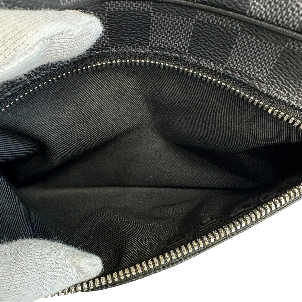 Louis Vuitton Pochette Kasai N41664 Damier Graphite Canvas Clutch Bag Black Gray