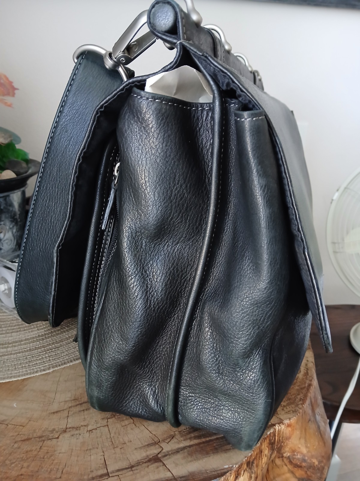 CLASSIC Black LEATHER ATTACHE Office Work BRIEFCASE Executive Lawyer MESSENGER