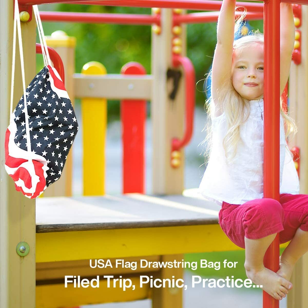BOGO American Flag Bag Draw Lightweight Backpack Back pack unisex school USA