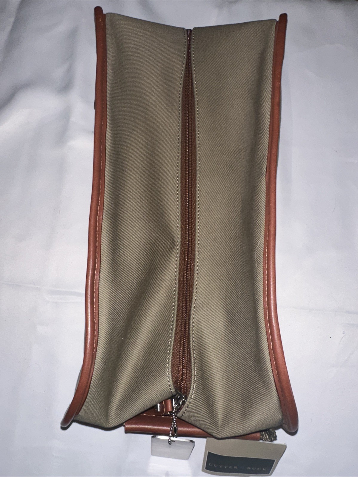 CUTTER & BUCK Canvas Top Grain Leather Trim Durable Cotton Twill Zipped Shoe Bag