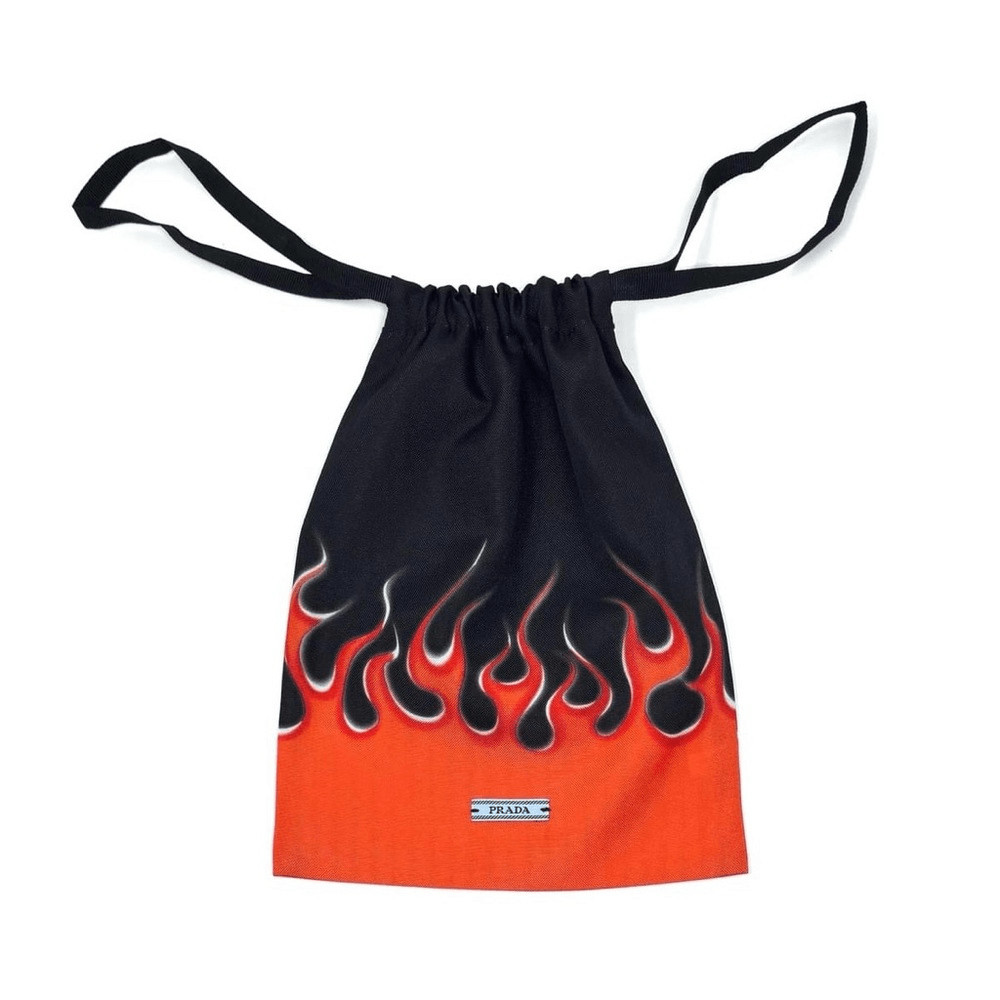 PRADA Flame Drawstring Dust Bag in Orange/Black(Size 7.5″ x 9″)