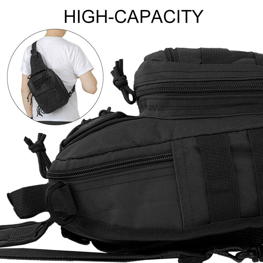 Tactical MOLLE Sling Bag 1000D Nylon EDC Chest Pack 3-Way Carry Hiking 5 Colors