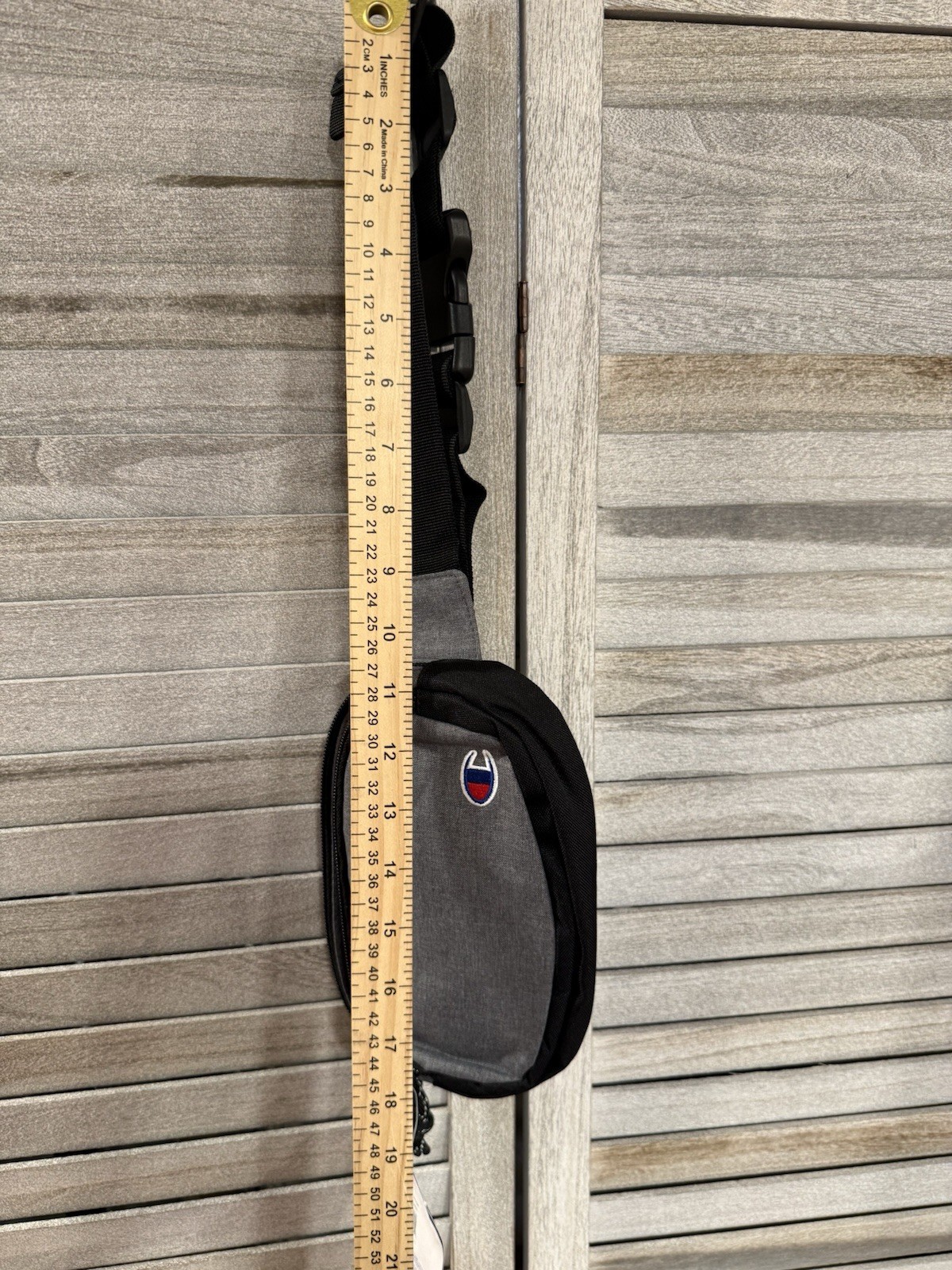 Champion Gray/Black Solid Small Crossbody Sling Bag, Zip Closure, Adjustable