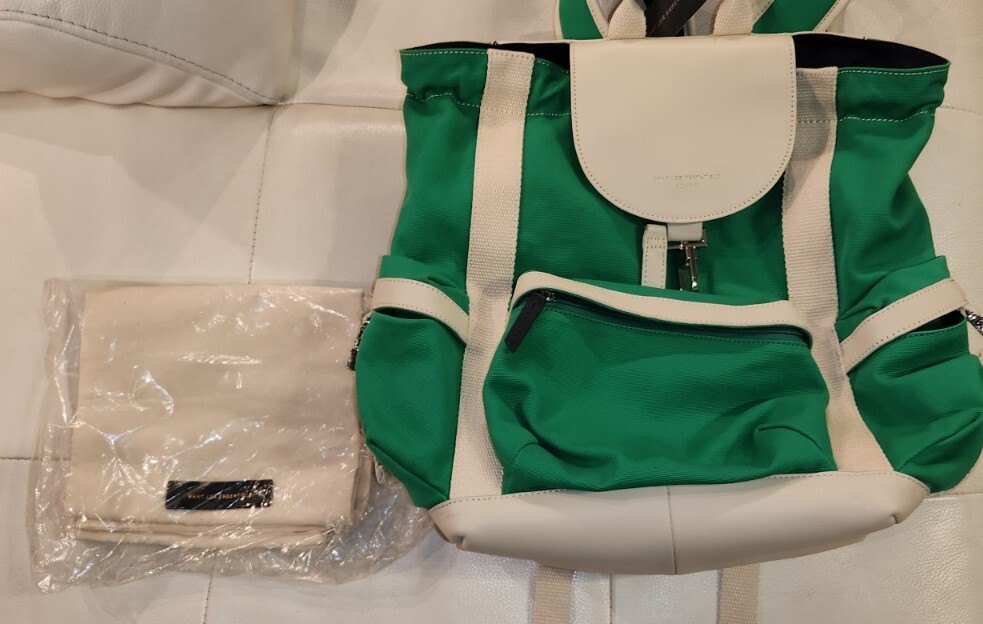 Want Les Essentiels Organic Avalon VEGAN Backpack OFF WHITE/GREEN