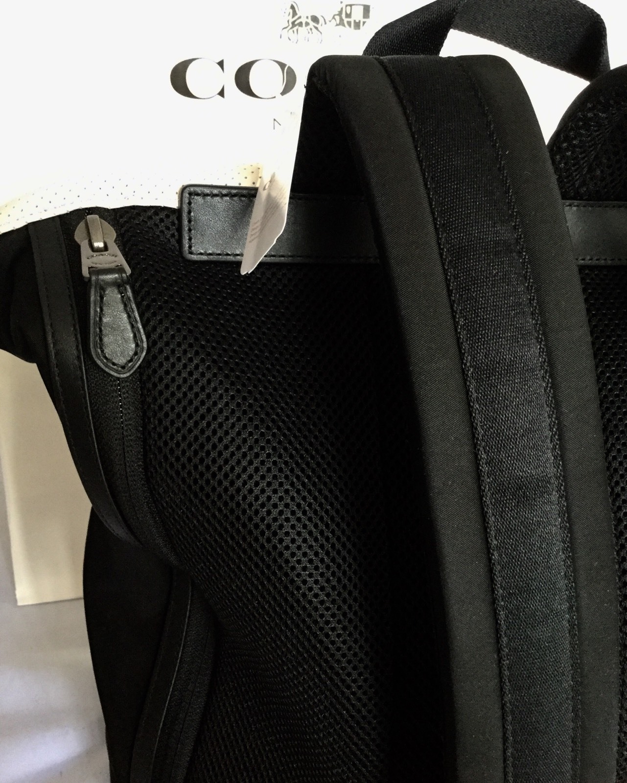 COACH F56662 Explorer Back Pack Perforated Mixed Materials Chalk/Black NWT