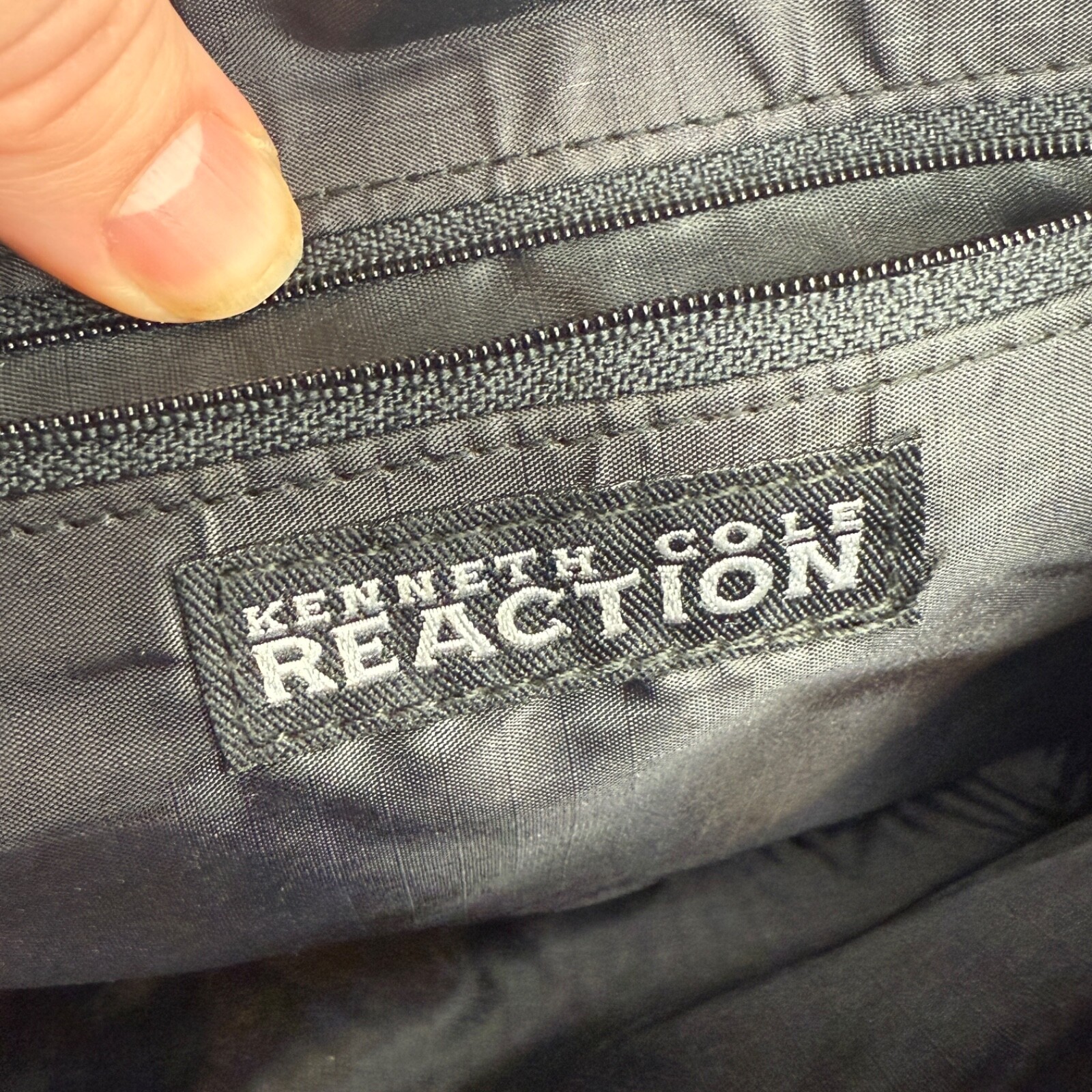 Kenneth Cole Reaction Black Messenger Laptop Bag 14.6” Satin PVC Organizer