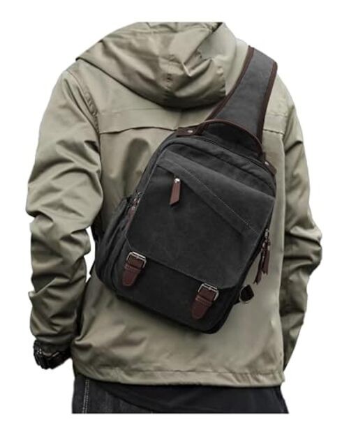 Messenger bag for Men,Small Sling Crossbody Backpack Shoulder Bag for A-black