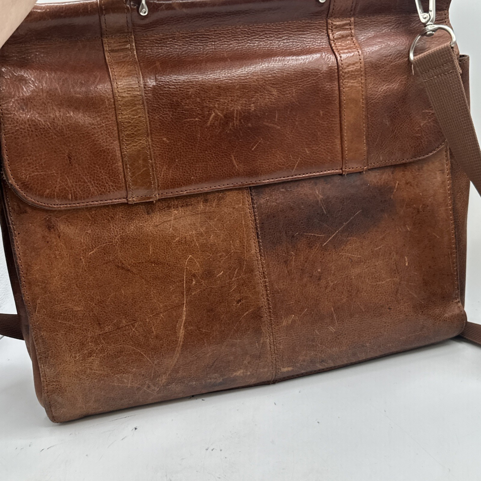 Wilson’s Leather Briefcase Brown Laptop Messenger Bag Commuting Travel Work Y2K