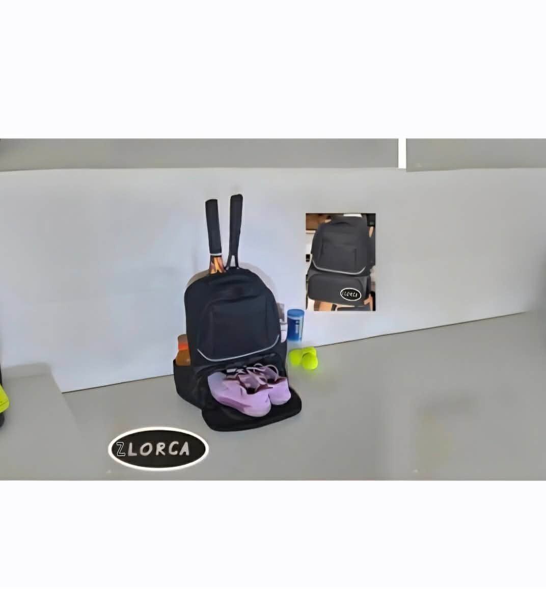 Tennis Backpack with Shoe compartment, Laptop compartment PacknRest Large Black