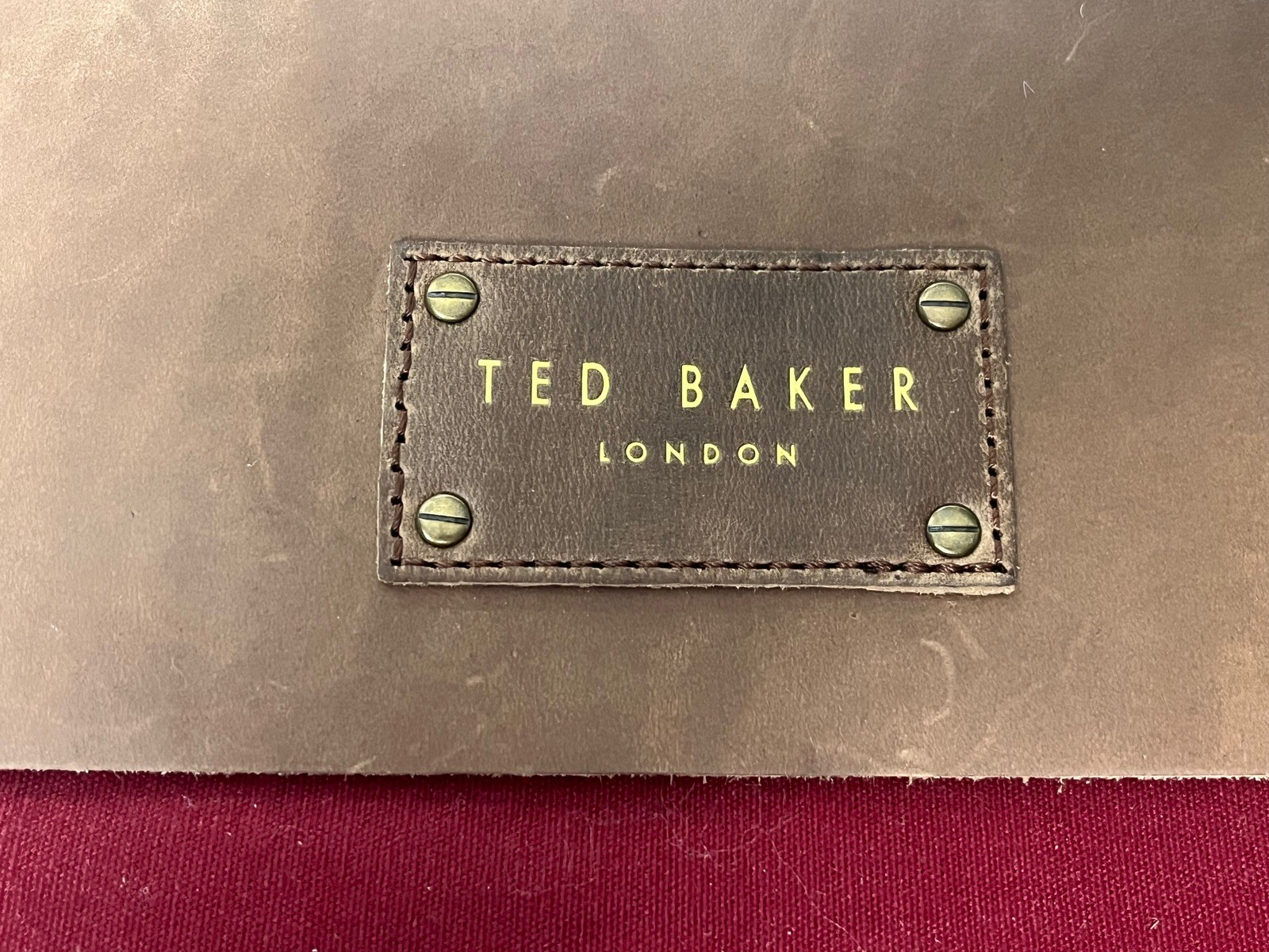 Ted Baker Brown Leather Messenger Bag Computer Laptop Satchel Dark Red New NWT