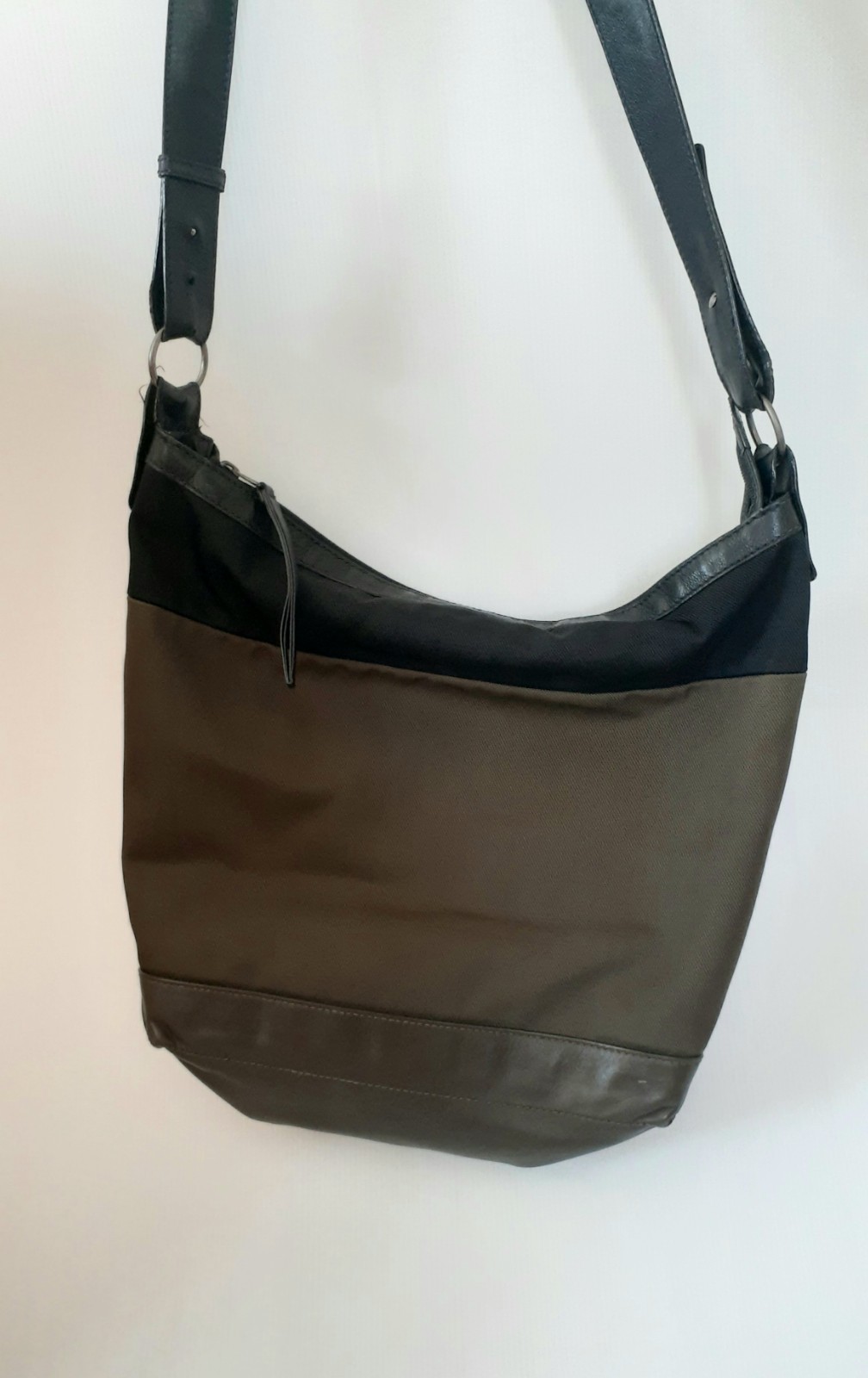 Balenciaga Olive Green Cross Body Canva Bag. long Black Leather Strap. Useful.