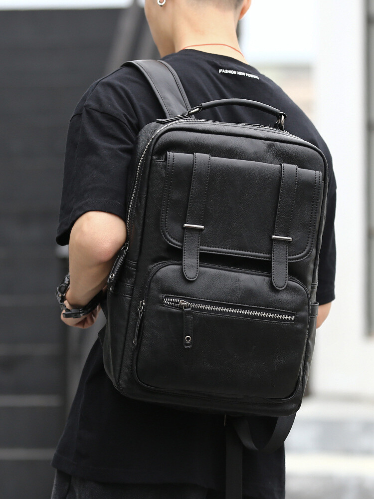 Waterproof Unisex Bag PU Leather Travel Backpack SchoolBag outdoor Men Mochila