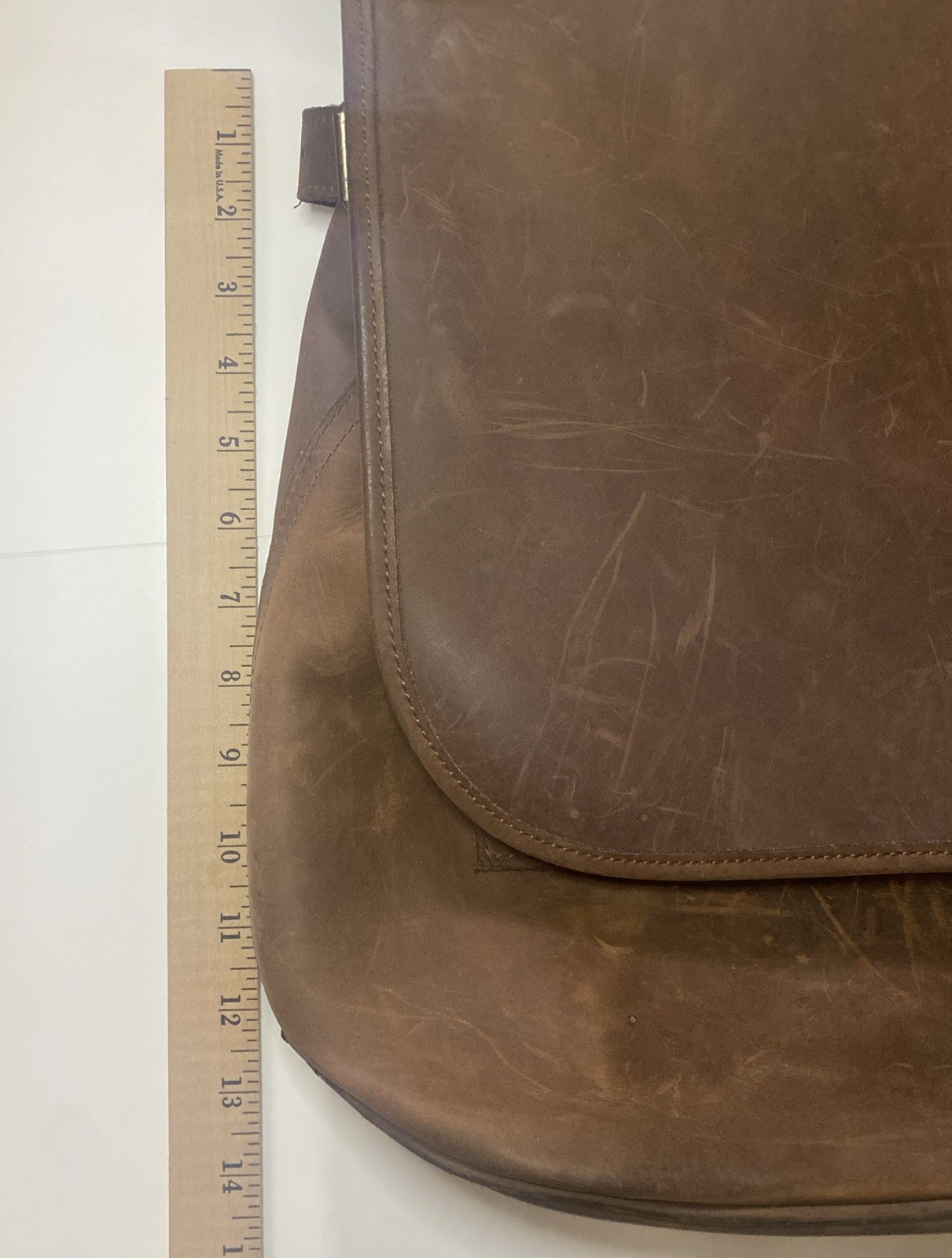 Vintage Schlesinger 19” Leather Messenger Bag Satchel Distressed Rustic Brown *