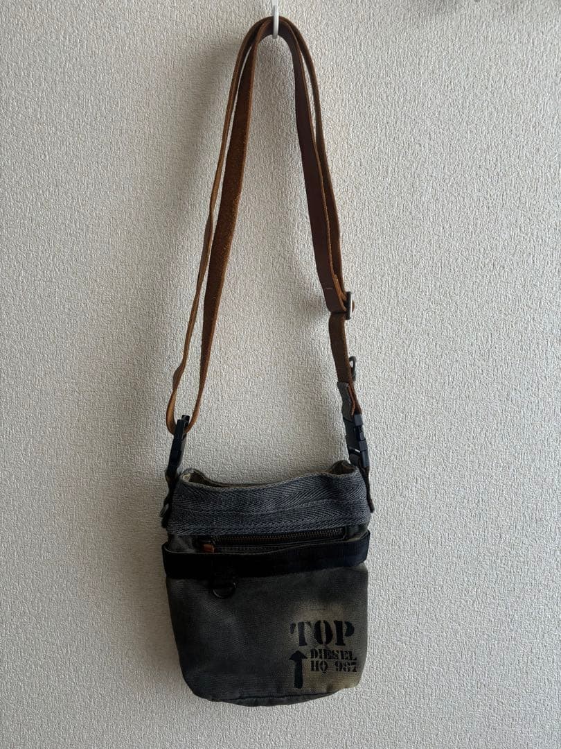 Diesel Men Distressed Faded finish Shoulder Bag 25x22x7cm Luxury Stylish Casual